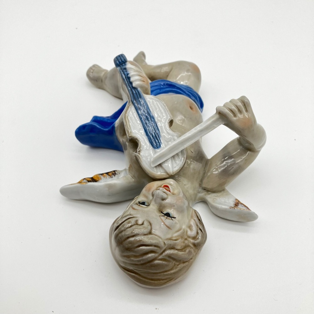 Vintage Goebel Hummel Ceramic Flying Cherub Wall Plaque Angel Violin AS IS - Picture 11 of 15